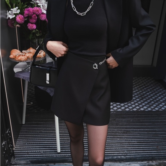 LICHI, ASYMMETRIC MINI WRAP SKIRT, Medium, Black - Picture 3 of 3